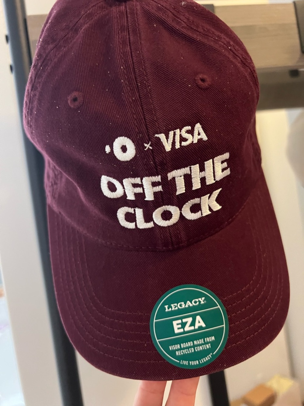 OFF THE CLOCK Embroidered Maroon Baseball Cap - VISA Collaboration